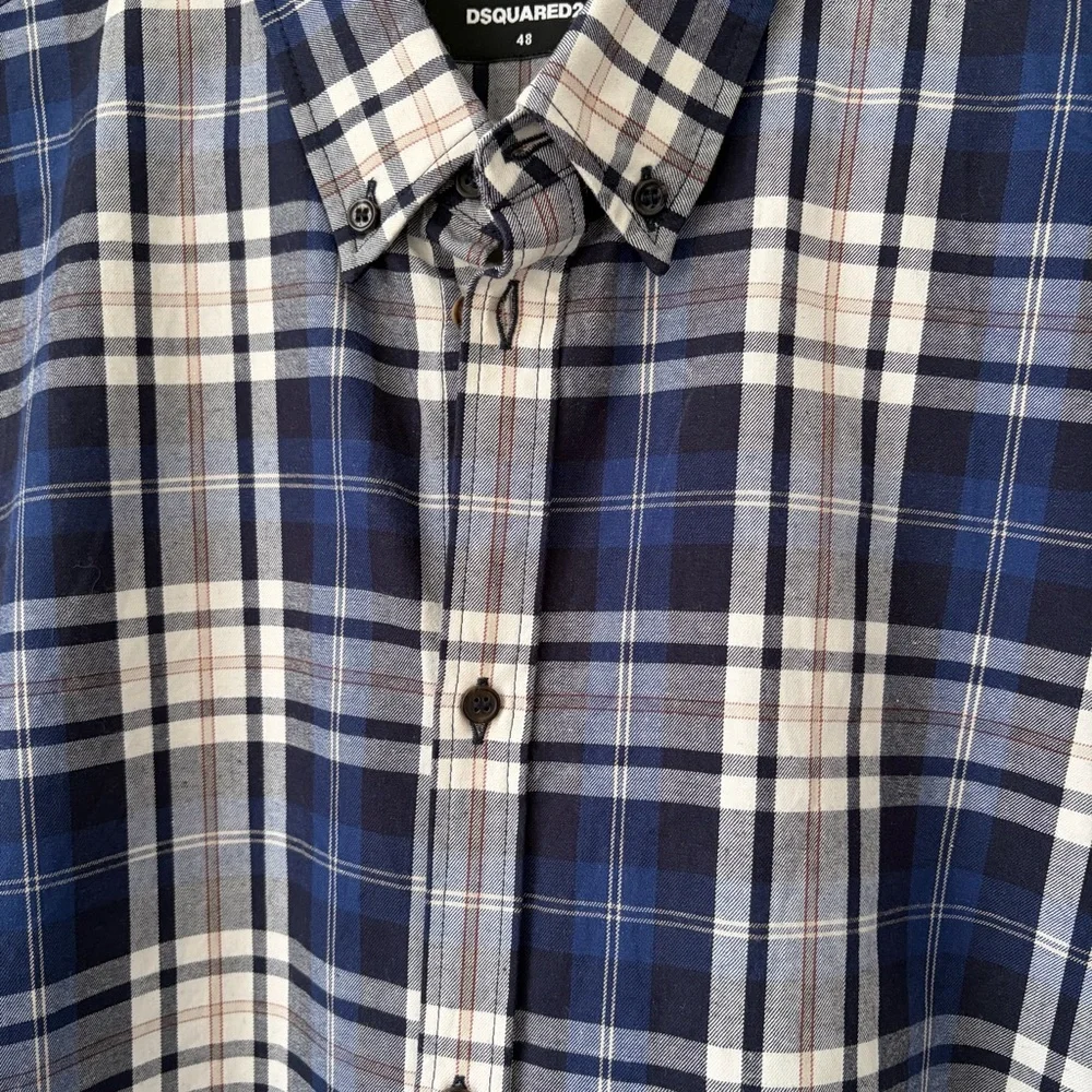 DSQUARED2 Sz 48 XL Made in Italy Men's Plaid 100% Cotton Long Sleeve Shirt - Picture 4 of 7